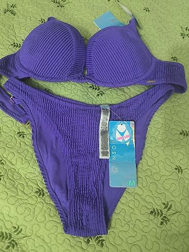 Bikini dəsti – bənövşəyi rəng, teksturalı/parçalı rilifli dizayn. M