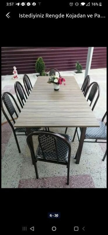 Masa və oturacaq dəstləri: Qonaq otağı üçün, Yeni, Açılan, Dördbucaq masa, 4 stul — 9