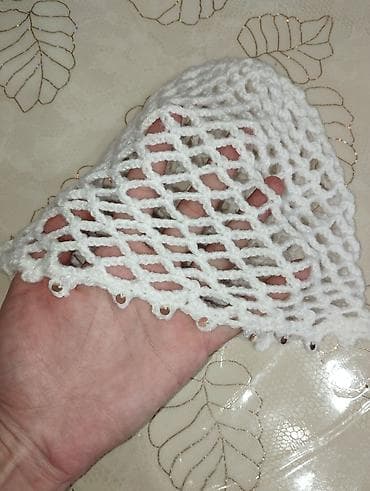 reqs paltarı: Saç aksesuarı Məhsul: Əl işi ağ krujeva şəbəkə papaq Təsvir: - — 1