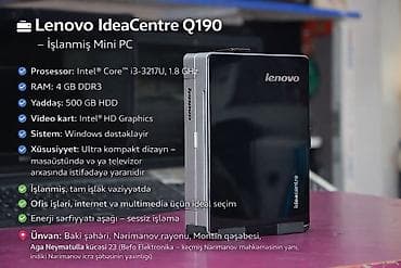 ipad mini 5 128: 🖥 Lenovo IdeaCentre Q190 – İşlənmiş Mini PC 🔹 Prosessor: Intel® Core™ — 1