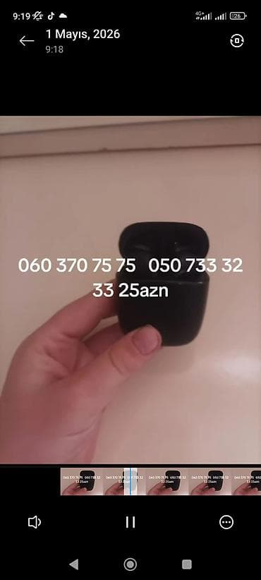 qulaqcıq iphone: Bluetooth simsiz qulaqlıq – qara rəngdə kompakt şarj qutusu ilə — 1