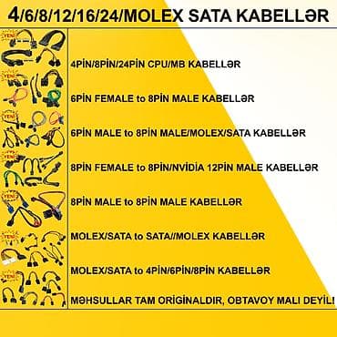 adapt: 4/6/8/12/24pin/Molex/SATA Kabellər MƏHSULLAR TAM ORİGİNALDIR, OBTAVOY — 1
