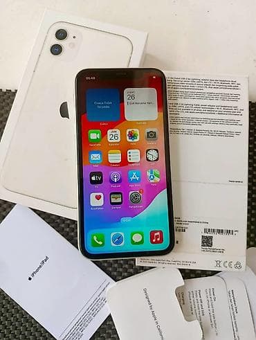 apple imac: IPhone 11, 128 GB, Ağ, Zəmanət, Simsiz şarj, Face ID — 7