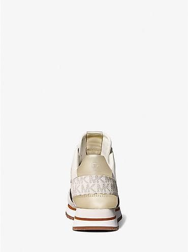 krosofka: Qadın idman ayaqqabısı – MK loqolu dizayn - Rənglər: krem/ağ, qızılı — 3