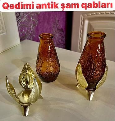 kecə: Qədimi antik şam qabları dəsti - Kompozisiya: 2 ədəd kəhrəba rəngli — 1