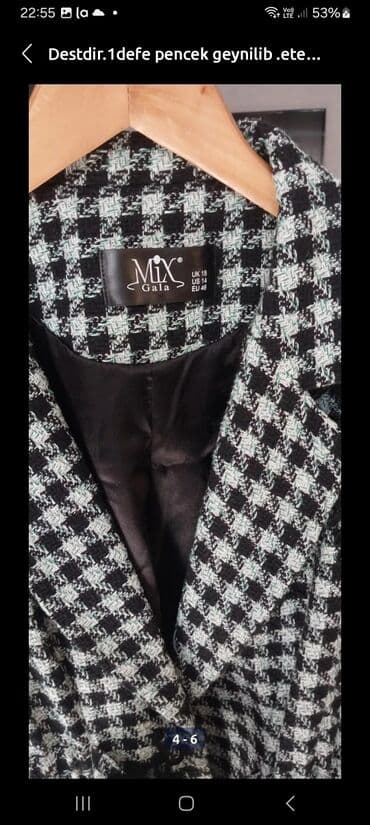 kostyum qadin: Destdir.etek şifondur.Pencek 1 defe geynili .etek geynilmiyib.topuq — 2