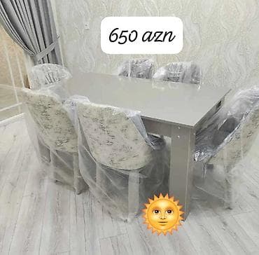 yumru masalar: Qonaq otağı üçün, Yeni, Dördbucaq masa, 6 stul — 1