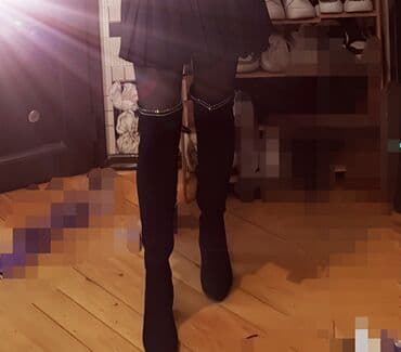 белые резиновые сапоги: Ботфорты, Asos, Размер: 37.5, цвет - Черный, Б/у — 1