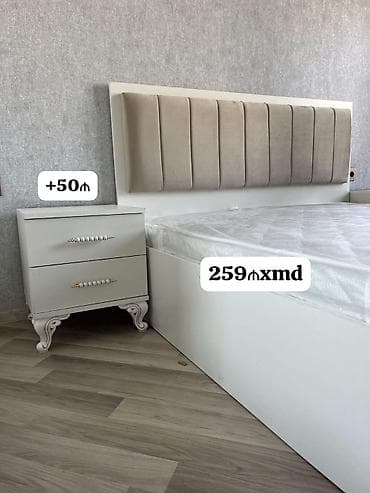 çarpayilar: Məhsul: Yumşaq başlıqlı çarpayı və tumbalar dəsti - Çarpayı: Aydın — 1