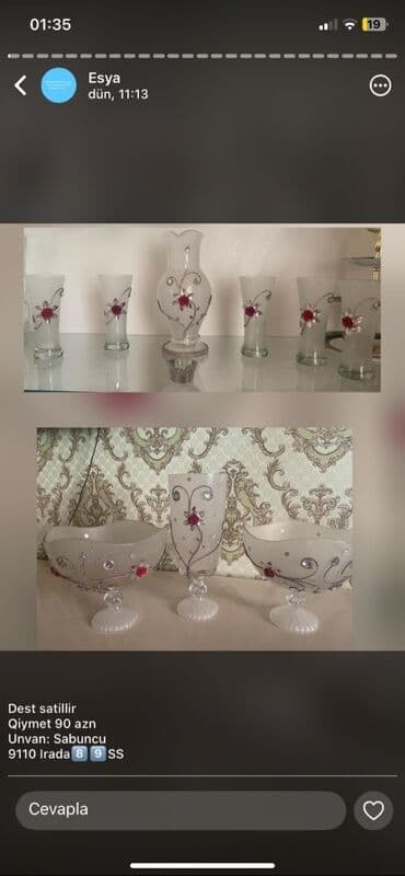 Bəzəkli güldan və qədəhlərdən ibarət bu dəst, istənilən ev interyerinə lalafo.az -da Bəzəkli güldan və qədəhlərdən ibarət bu dəst, istənilən ev interyerinə