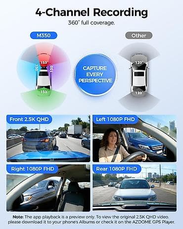 video reqstrator: Videoqeydiyyatçı Azdome M350 AZDOME M350 – 4 Kanallı 360° Avtomobil — 3