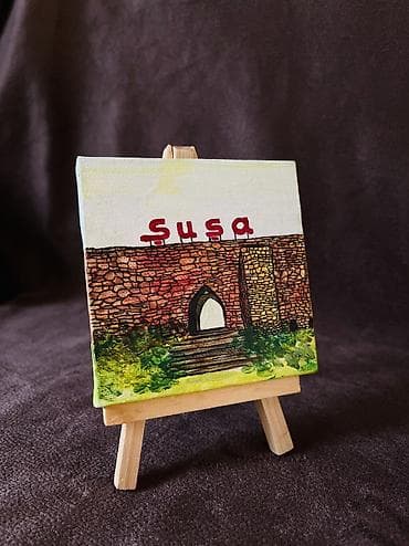 Sürətli Çatdırılma PULSUZ “Şuşa” mini kətan, molbertlə Əl işi Hazır