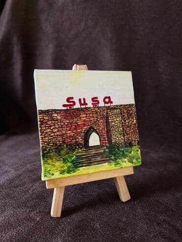 momo sekili: “Şuşa” mini kətan, molbertlə Əl işi 10x10sm Hazır stokda çoxlu sayda — 1