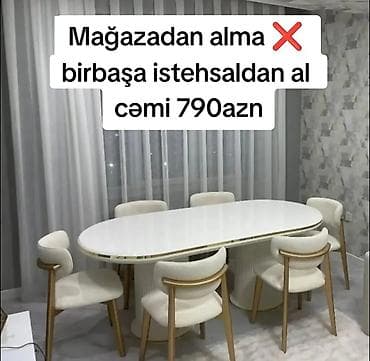 stul bar: Qonaq otağı üçün, Yeni, Açılmayan, Oval masa, 6 stul — 1