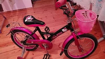 Uşaq velosipedi – çəhrayı və qara rəng kombinasiya, Hello Kitty temalı