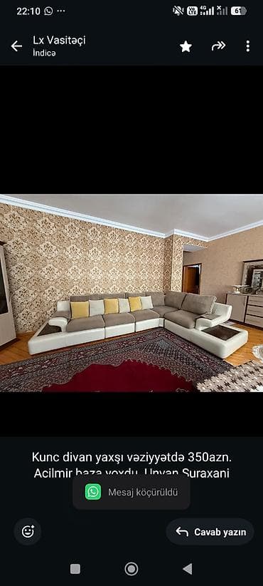 Kunc divan yaxşı vəziyyətdə 350azn. Acilmir baza yoxdu. Unvan Suraxani