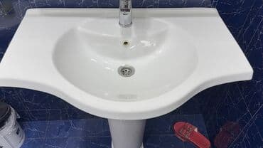 Напольные покрытия: Hamam üçün keramik piyedestal lavabosu - Material: yüksək keyfiyyətli — 1