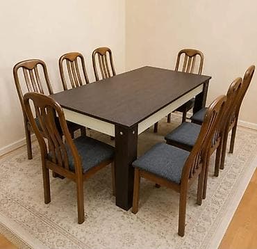 Qonaq otağı üçün, İşlənmiş, Açılmayan, Dördbucaq masa, 8 stul