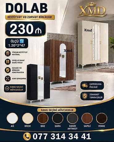 ağ kala: Dolab – keyfiyyət və zərvət birlikdə! Ölçü: 1.20 × 2 × 47 Qiymət — 1