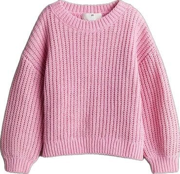 toxunma uşaq sviterləri: Çəhrayı rəngli, iri hörməli bu uşaq sviteri sərin havalar üçün rahat — 2