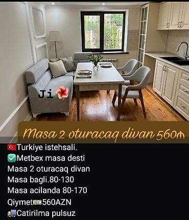 Mətbəx üçün, Açılan, 2 stul