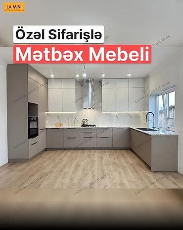 3d defter: Özəl sifarişlə mətbəx mebeli - Minimalist dizayn, U/L formalı — 1
