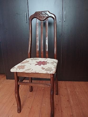 ucuz masalar: Taxta yemək otağı stulu 6 eded - Material: bərk ağac (tünd qəhvəyi — 1