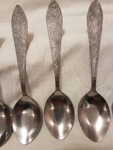 dəm qaşığı: Xörək qaşığı. 12 ədəd. - Dizayn: Dəstənin üzərində oyma bitki — 4