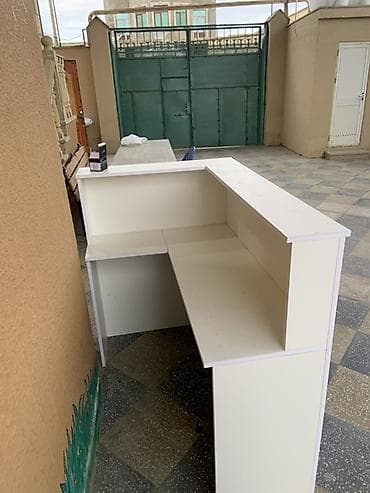 makiaj masası: Resepşn/qarşılama masası – L formalı, ağ rəng. real alıcıya endirim — 3