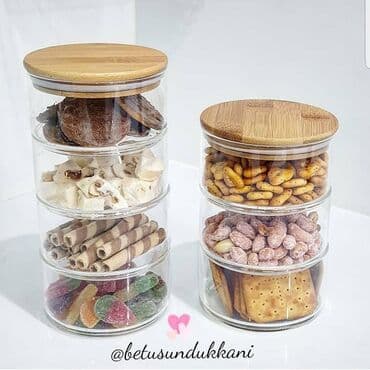 kanteynerler: Şüşe materialdan
Bamboo qapaqlı
Saxlama qabları — 3