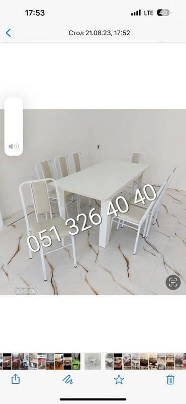 Masa və oturacaq dəstləri: Qonaq otağı üçün, Yeni, Dördbucaq masa, 4 stul — 3