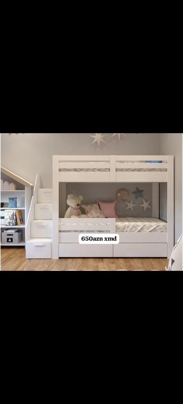 hazır pilləkənlər: Oğlan və qız üçün, Çarpayı, Matras ilə, Siyirməli, MDF — 3