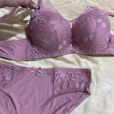 Zərif krujeva detallı qadın lingerie dəsti - Rəng: toz-çəhrayı -