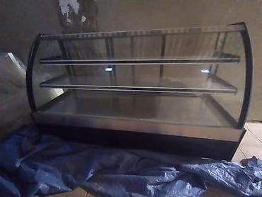 Mağaza avadanlığı: Şüşə vitrın-bufet (konditor/çəkmə vitrini) - Ön və yan tərəfləri tam — 2