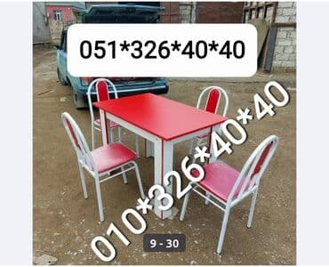 Masa və oturacaq dəstləri: Qonaq otağı üçün, Yeni, Açılan, Dördbucaq masa, 4 stul — 4