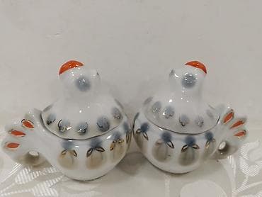 Porselen toyuq formalı qəndqab dəsti - Material: yüksək keyfiyyətli