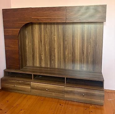 ceks tv: TV stendi və media divarı - Material: ağac teksturalı laminat/MDF — 1