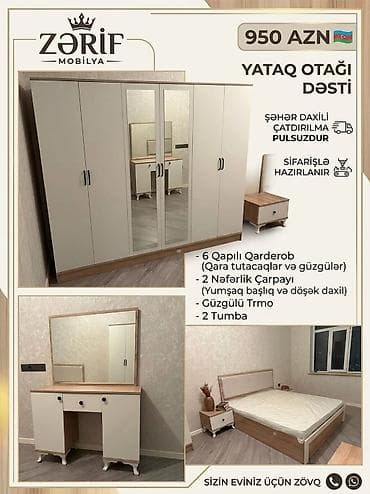 Zərif Mobilya – Yataq Otağı Dəsti Qiymət: 950 AZN Komplekt: - 6 — 1