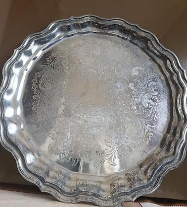 Metall servis sinisi – klassik naxışlı - Material: metal (xrom/nikel