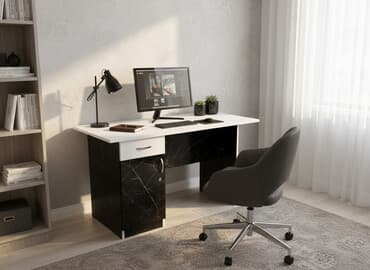 купить стол для компьютера: Kompyuter/iş masası – geniş iş səthi və saxlama bölmələri - Rəng: ağ — 1