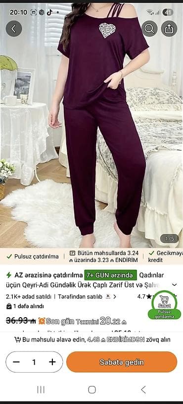 Qadınlar üçün iki hissəli rahat ev geyimi dəsti - Rəng: tünd