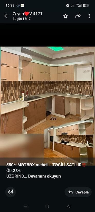 Мебель для дома: *550₼ MƏTBƏX mebeli :-TƏCİLİ SATILIR*‼️ ÖLÇÜ:-6 ÜZƏRİNDƏ VERİLİR:- — 1