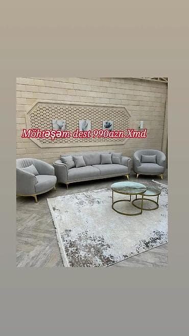 Möhtəşəm mebel dəsti – 990 AZN Tərkib: - 1 ədəd üçnəfərlik divan - 2