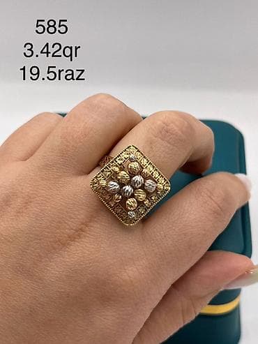rus qızılı: Üzük, Sarı qızıl, 585 Əyar, Qaşsız — 1