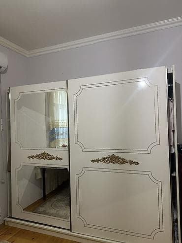 paltar şkaf: 2 qapılı, Güzgülü, Ağ, Digər material, Kupe, Düz dolab — 2