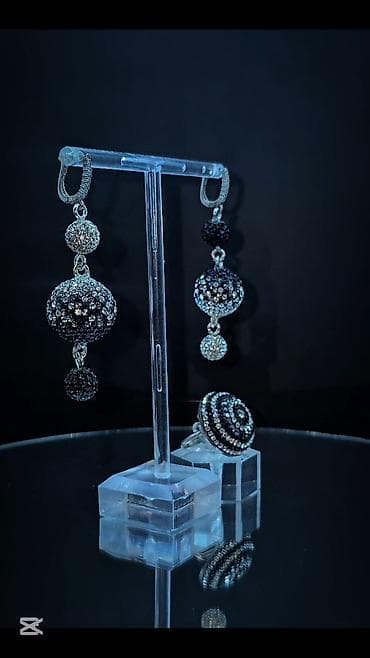 Dəstə daxildir: Üzük, Sırğa, Swarovski, Gümüş, 925 Əyar — 2