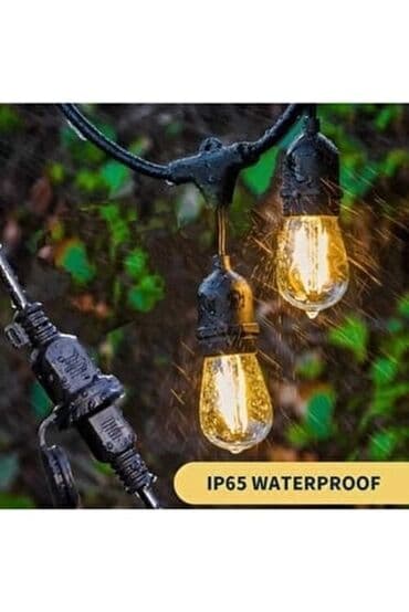 led işq: Günəş enerjisi ilə işləyən işıqlar dekorativ, sarı rəngli, 10 metr — 4