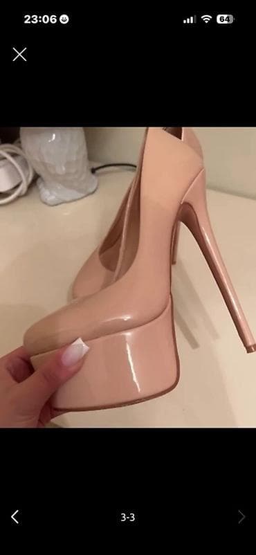 platforma qadın krossovkaları: Qadın platforma tufliləri – bej/nude rəng - Model: Yüksək dabanlı — 1