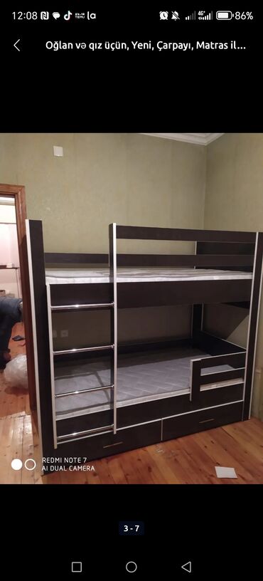 hazır pilləkənlər: Oğlan və qız üçün, Çarpayı, Matras ilə, Siyirməli, MDF — 7