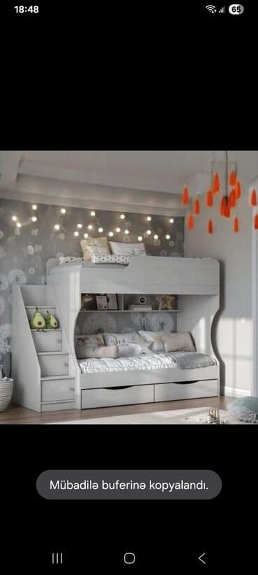 2 mərtəbəli carpayılar: Oğlan və qız üçün, Çarpayı, Matrassız, Siyirməli, Taxta — 1